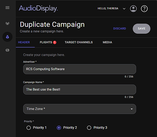 Duplicate Campaign window